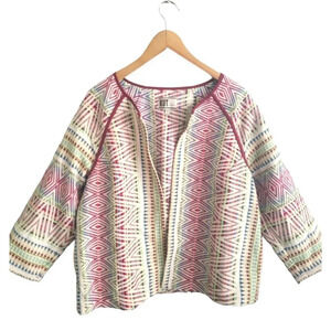 Kut from the Kloth Womens  Geometric Embroidery Open Front Cardigan Blazer, Lg